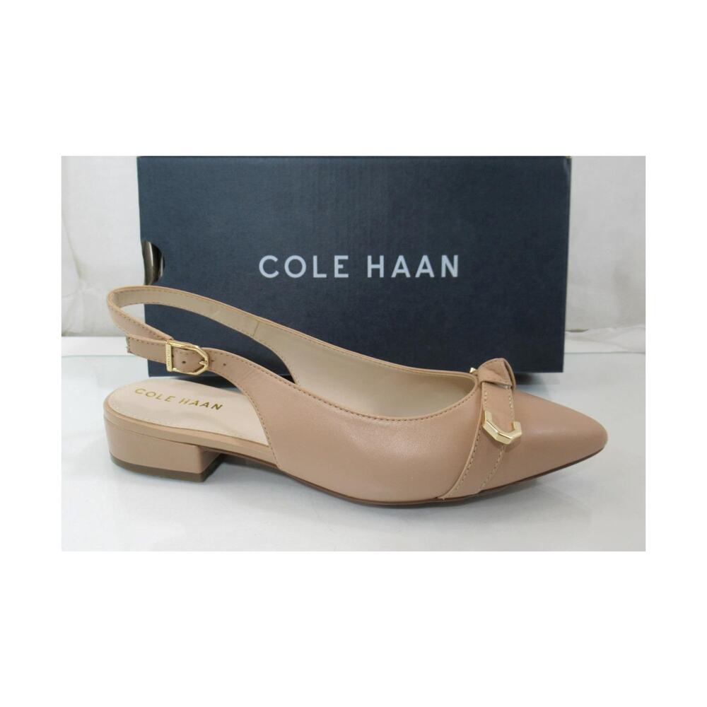 Cole Haan Menlo Skimmer Slingback Flat Sandals Brush Leather Nude Size 7.5